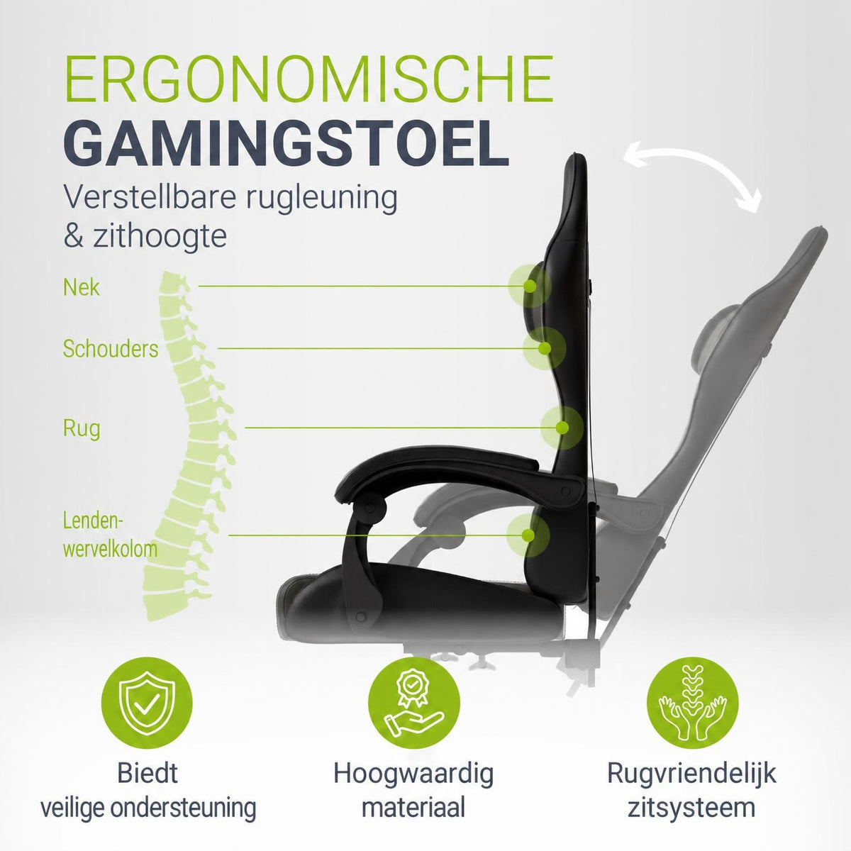 Gamestoel HyperSeat – kunstleer, verstelbare rugleuning, 120 kg