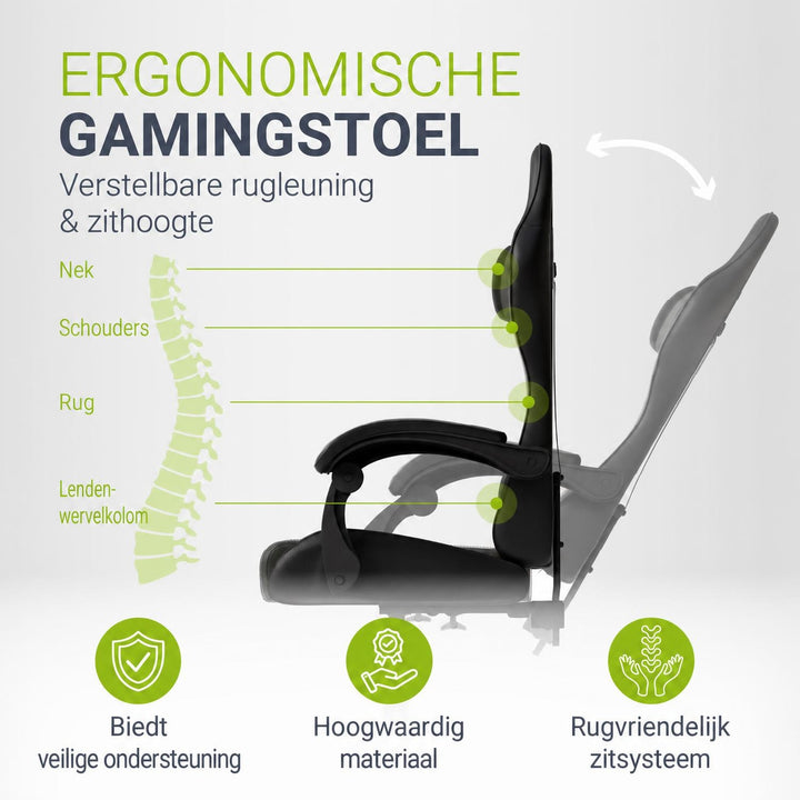 Gamestoel HyperSeat – kunstleer, verstelbare rugleuning, 120 kg