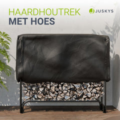 Haardhoutrek voor buiten – 130x117 cm, met afdekhoes