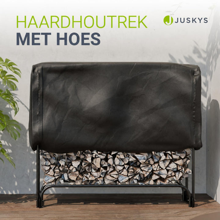Haardhoutrek voor buiten – 130x117 cm, met afdekhoes