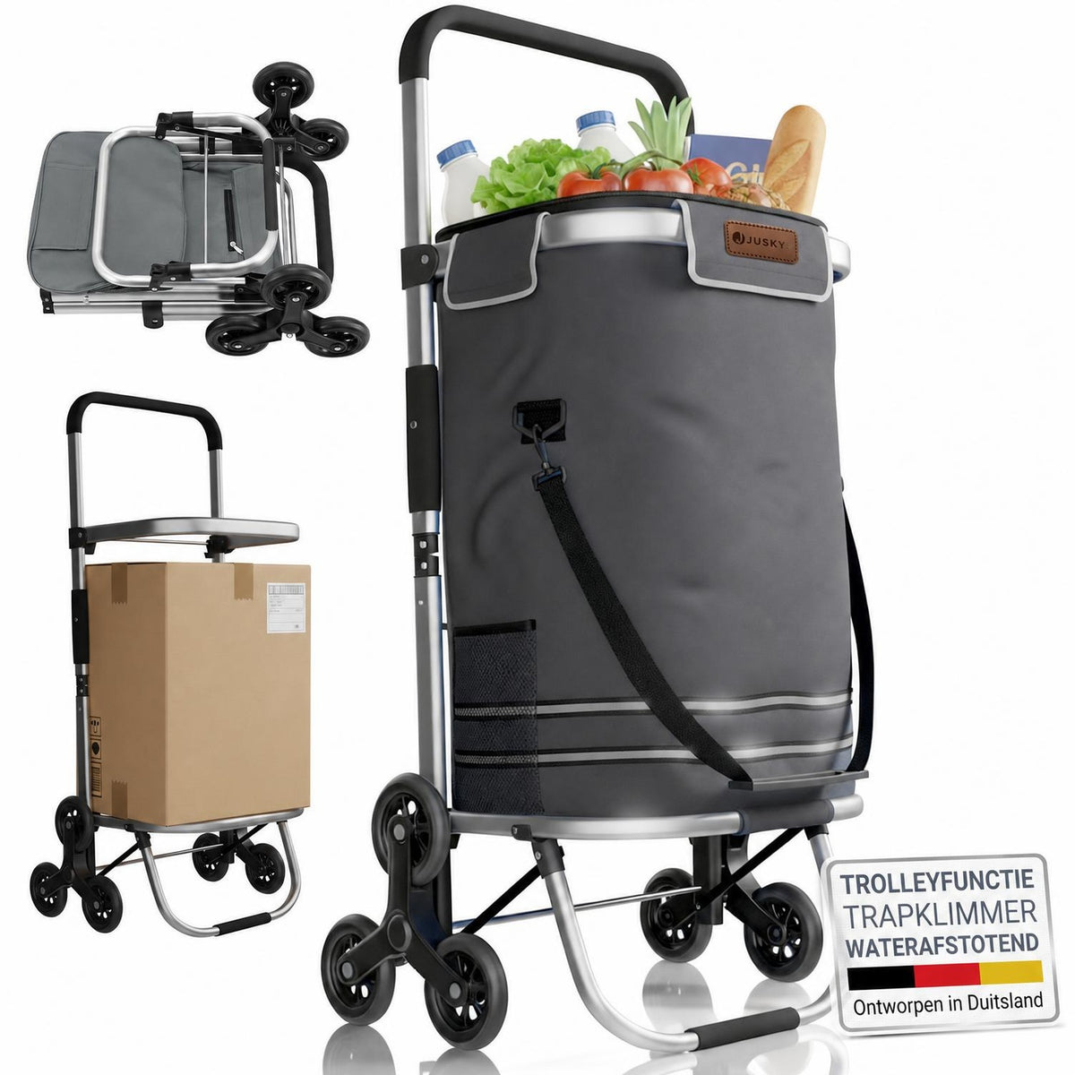 Boodschappentrolley met trapwielen – 56 liter, tot 30 kg