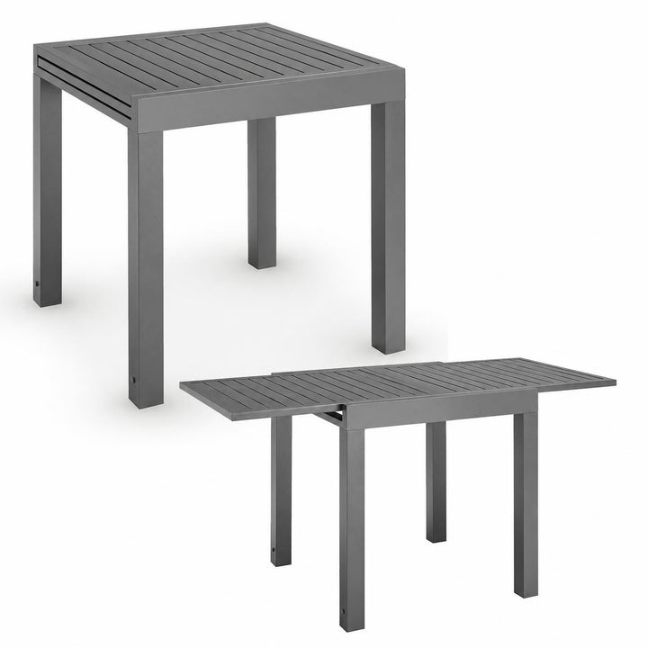 Tuintafel Laki – uitschuifbaar, aluminium, 70x70 cm