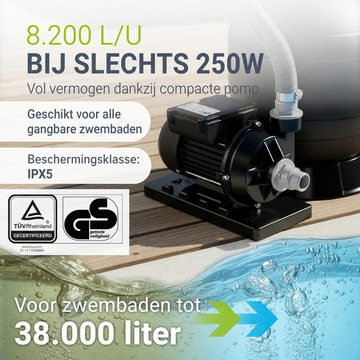 Zandfiltersysteem voor zwembaden tot 47m³
