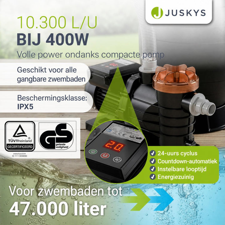 Zandfiltersysteem voor zwembaden tot 47m³
