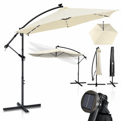 Zweefparasol Brazil 350 cm – met ledverlichting en voet