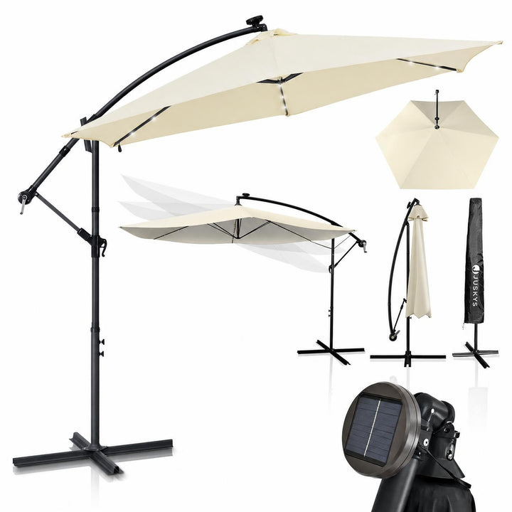 Zweefparasol Brazil 350 cm – met ledverlichting en voet