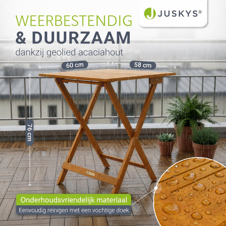 Klaptafel Zadar – geolied acaciahout, belastbaar tot 80 kg