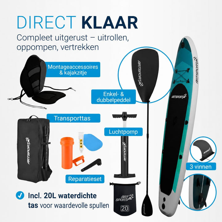 Supboard Beach Rocker – opblaasbaar met kajakzitting, tot 150 kg