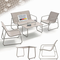 Loungeset Genua – 4-delig met 2-zitsbank, stoelen en tafel