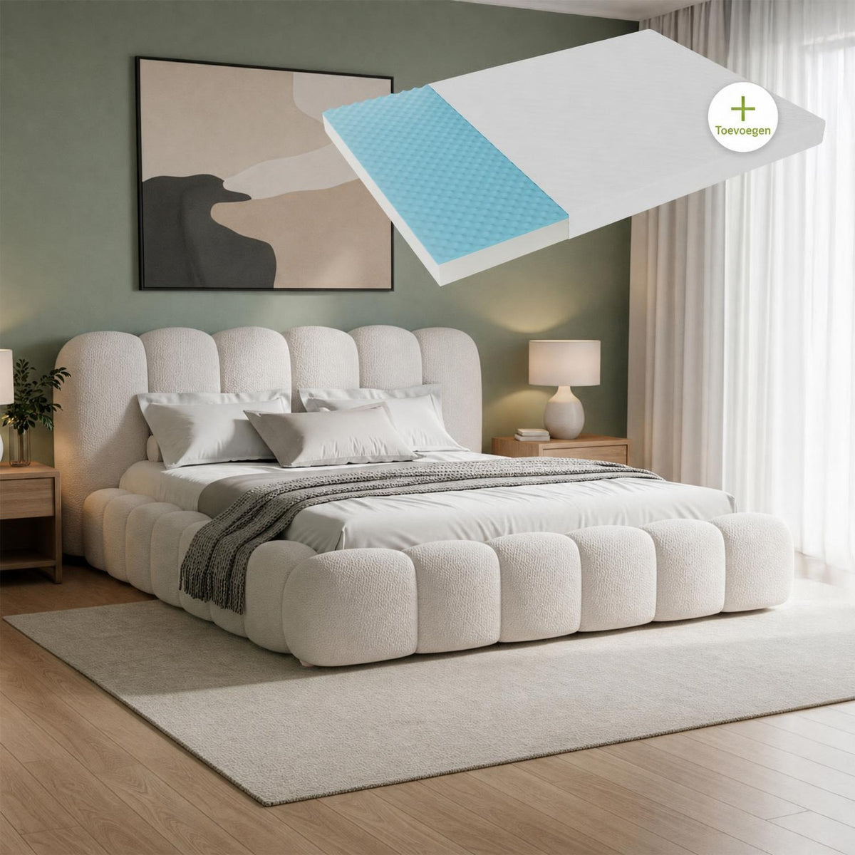 Gestoffeerd bed Catania 180x200 cm – bouclé met lattenbodem