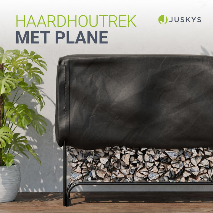Haardhoutrek voor buiten – 130x117 cm, met afdekhoes