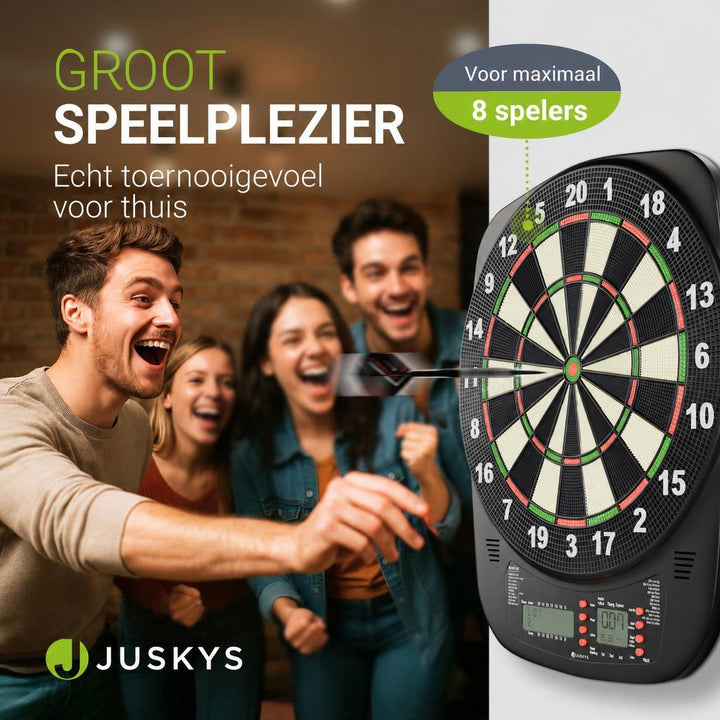 Elektronisch dartbord – 32 spellen, tot 8 spelers, 18 pijlen