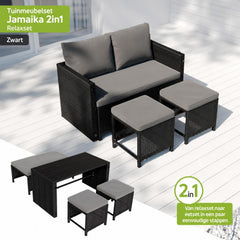 Wicker tuinset Jamaika 2-in-1 – voor 2 tot 4 personen, grijs
