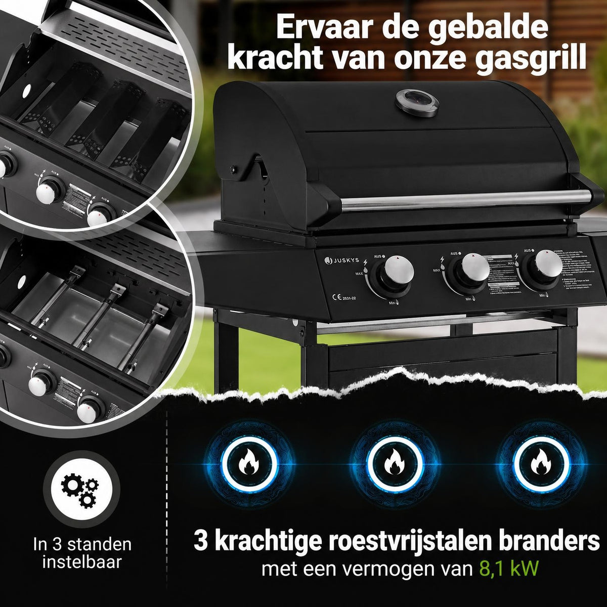 Gasbarbecue Louisiana – 3 branders, inclusief beschermhoes