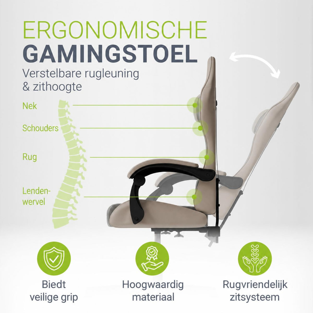 Gamestoel HyperSeat – kunstleer, verstelbare rugleuning, 120 kg