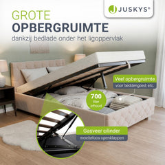 Gestoffeerd bed Nizza 120x200 cm – fluweel met LED en bedlade