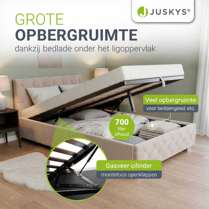 Gestoffeerd bed Nizza 120x200 cm – fluweel met LED en bedlade