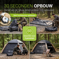 Opblaasbare tent EasyFlow – voor 1-4 personen, waterdicht