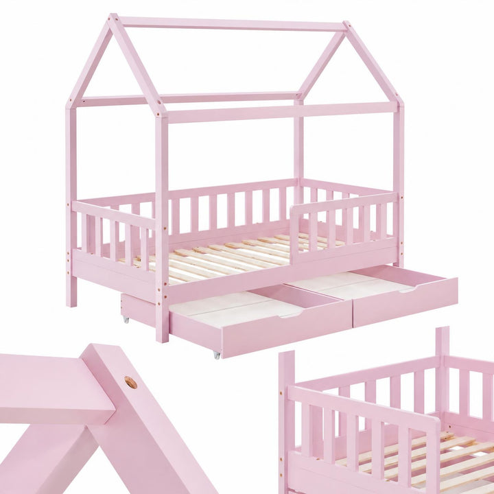 Kinderbed Marli 80x160 cm met bedlade – huisbed, wit