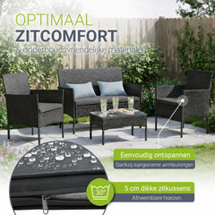 Wicker tuinset Fort Myers – 4 personen, 4-delig met tafel