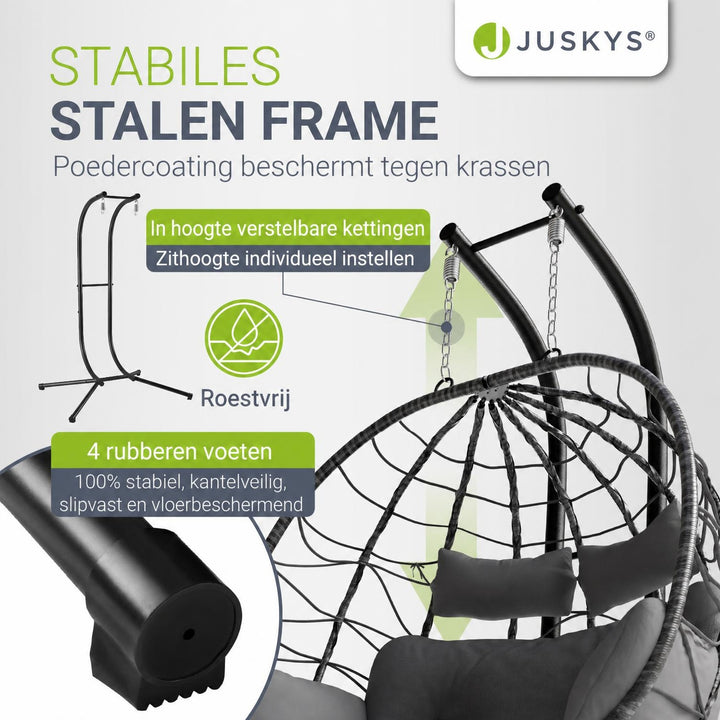 Dubbele hangstoel Aria van wicker – incl. standaard, 2 personen