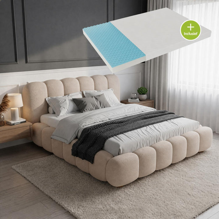 Gestoffeerd bed Catania 180x200 cm – bouclé met lattenbodem