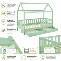 Kinderbed Marli 80x160 cm met bedlade – huisbed, wit