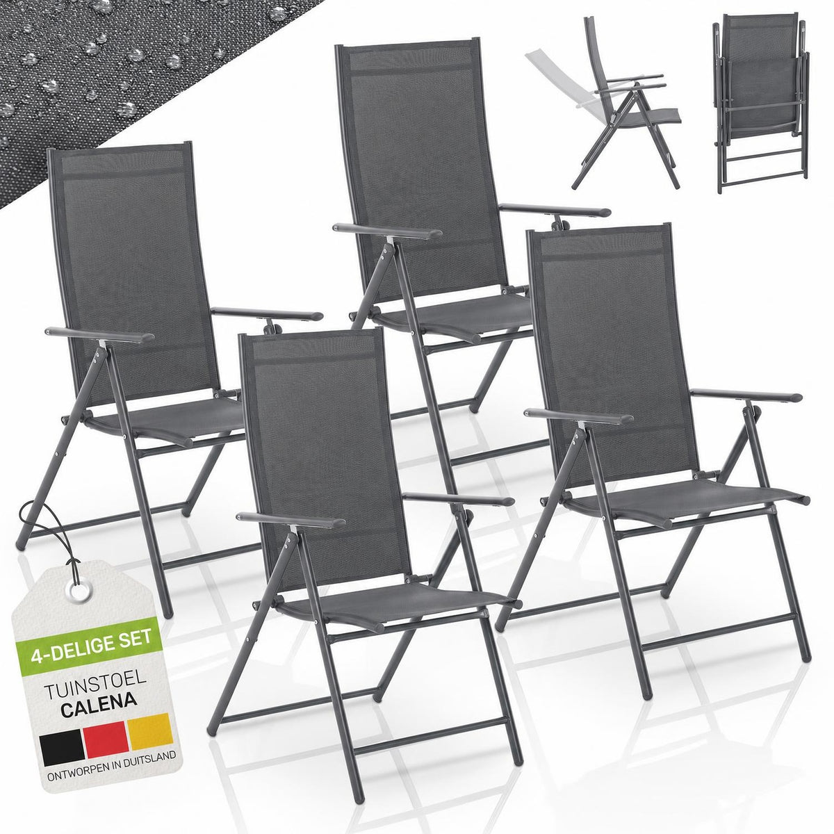 Tuinstoel Calena – inklapbaar, 7 standen, set van 2
