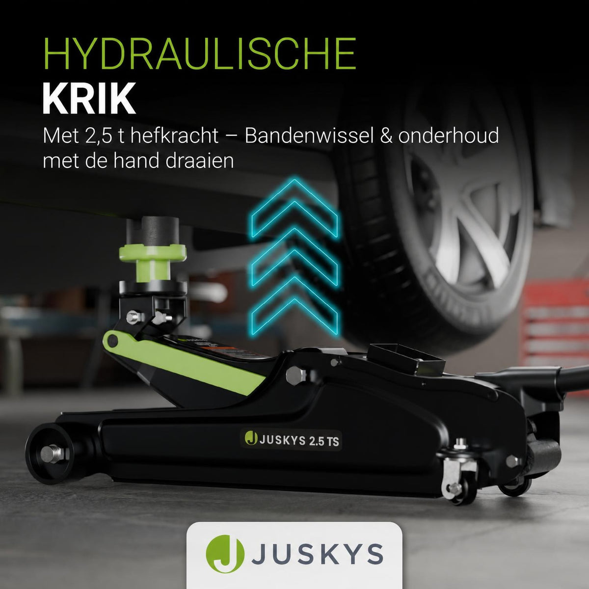Garagekrik 2,5 ton – hydraulisch, staal, met opbergkoffer