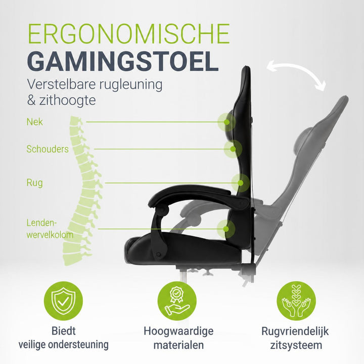 Gamestoel HyperSeat – kunstleer, verstelbare rugleuning, 120 kg