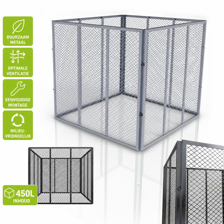 Metalen compostbak – 450 of 800 liter, voor tuin- en keukenafval