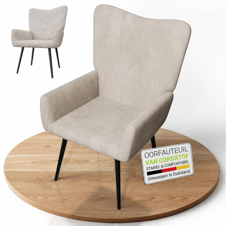 Oorfauteuil Odense – met of zonder voetenbank, tot 120 kg