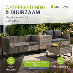 Wicker loungeset Santorini – 4 personen, modulair, kussenbox