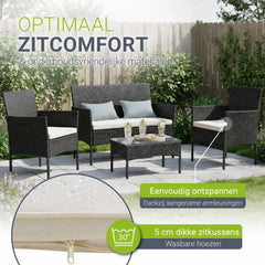Wicker tuinset Fort Myers – 4 personen, 4-delig met tafel