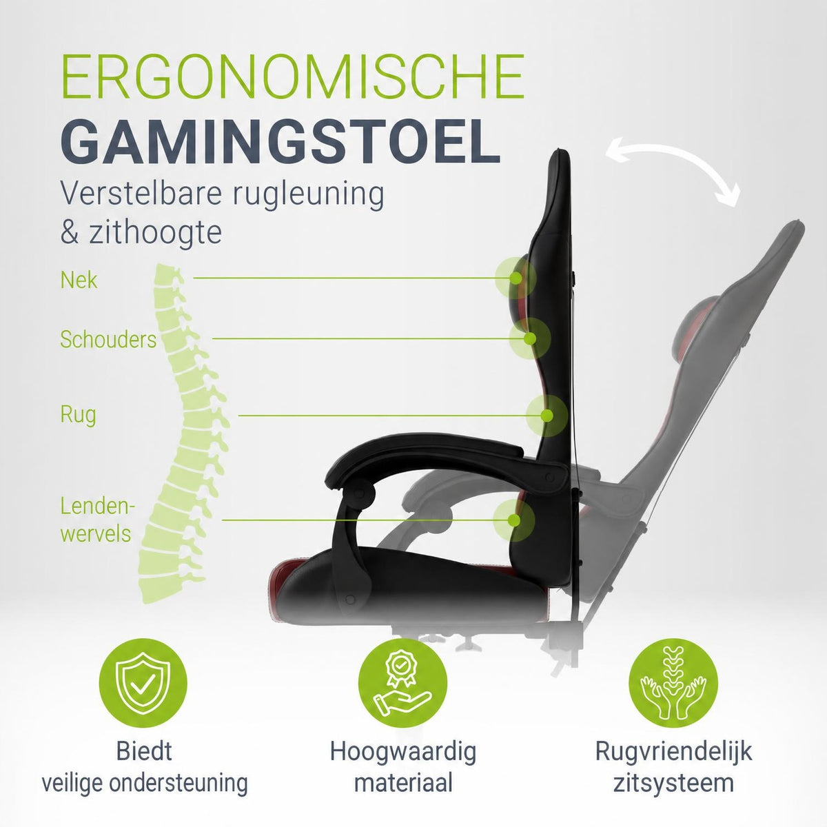 Gamestoel HyperSeat – kunstleer, verstelbare rugleuning, 120 kg