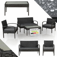 Wicker tuinset Trinidad – 4 personen, bank, 2 fauteuils en tafel