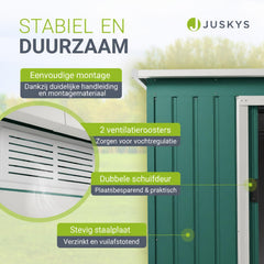 Metalen tuinhuis – verzinkt staal, lessenaarsdak, afsluitbaar