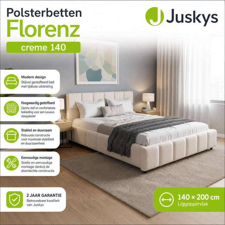 Gestoffeerd bed Florenz 180x200 cm – bouclé, tot 500 kg