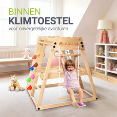 Indoor klimrek voor kinderen – met glijbaan, klimwand en ringen