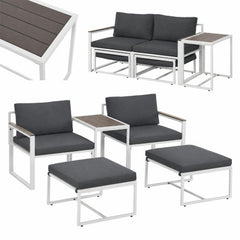 Wicker loungeset Bari – 5-delig voor 2 personen, grijs