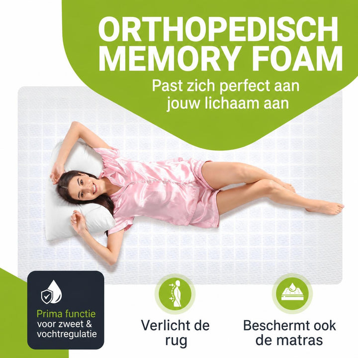 Orthopedische matrastopper traagschuim – 7 zones, wasbare hoes