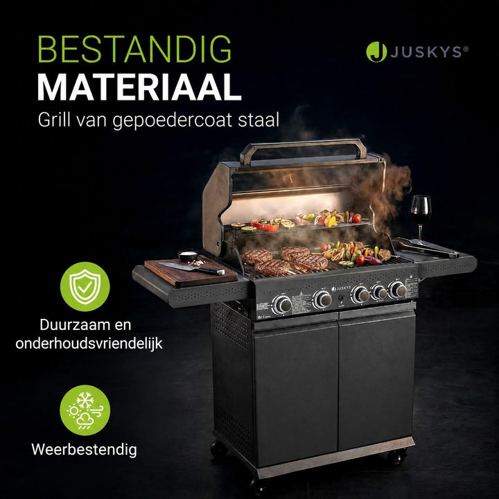 Gasbarbecue Savannah – 4 branders, zijbrander en zijtafels