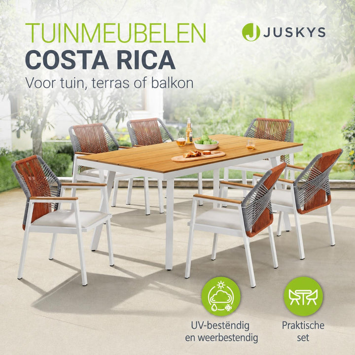 Tuinset Costa Rica – 6 personen, eettafel met 6 stoelen