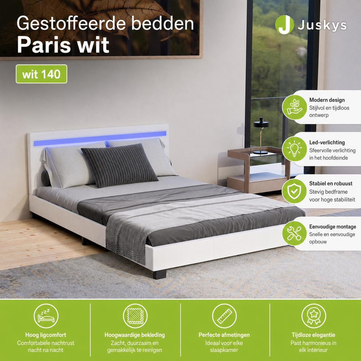Gestoffeerd bed Paris