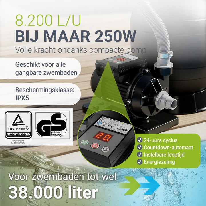 Zandfiltersysteem voor zwembaden tot 47m³