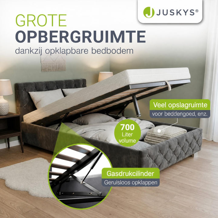 Gestoffeerd bed Nizza 120x200 cm – fluweel met LED en bedlade