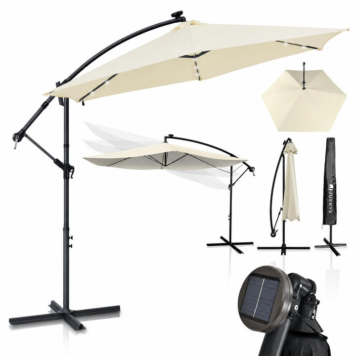 Zweefparasol Brazil 350 cm – met ledverlichting en voet