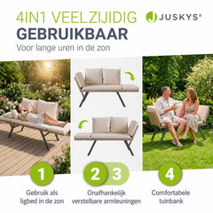 Wicker tuinbank Calvia – 2-in-1 bank en ligbed, 2-3 personen