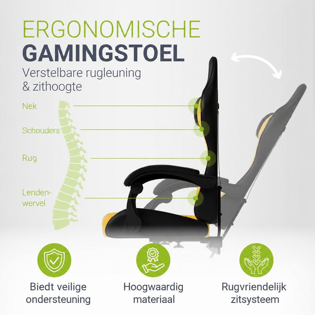 Gamestoel HyperSeat – kunstleer, verstelbare rugleuning, 120 kg