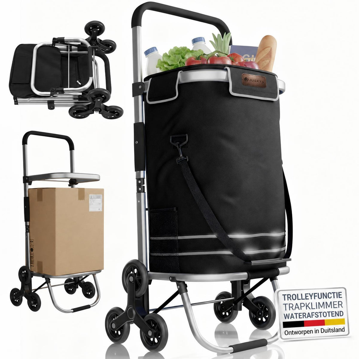 Boodschappentrolley met trapwielen – 56 liter, tot 30 kg